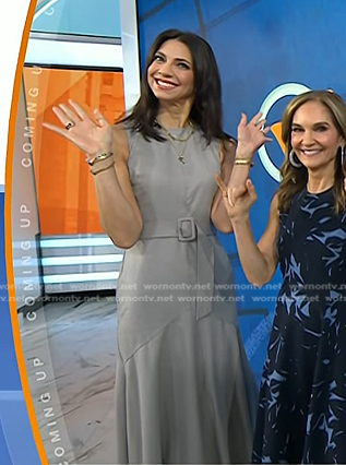Natalie’s grey belted midi dress on Today