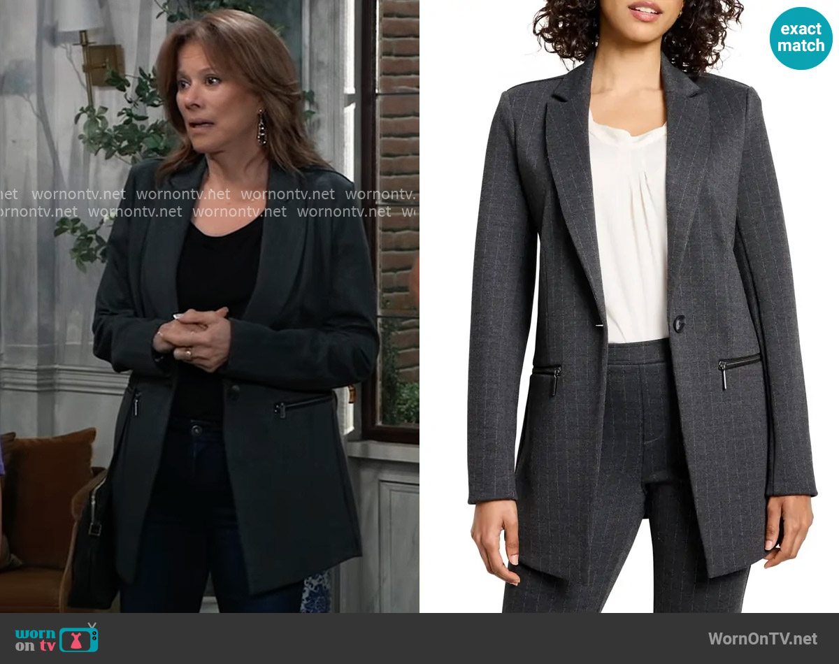 Nic + Zoe Pinstripe Ponte Blazer worn by Alexis Davis (Nancy Lee Grahn) on General Hospital