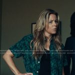 Nicky’s green print short sleeve shirt on The Better Sister