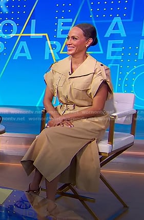 Nicole Ari Parker’s beige belted dress on Good Morning America