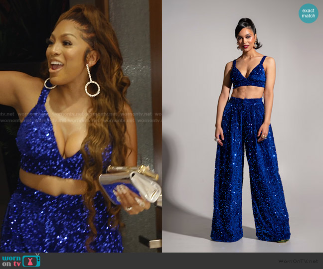 Ofuure Liza Bra Top In Sapphire worn by Drew Sidora on The Real Housewives of Atlanta