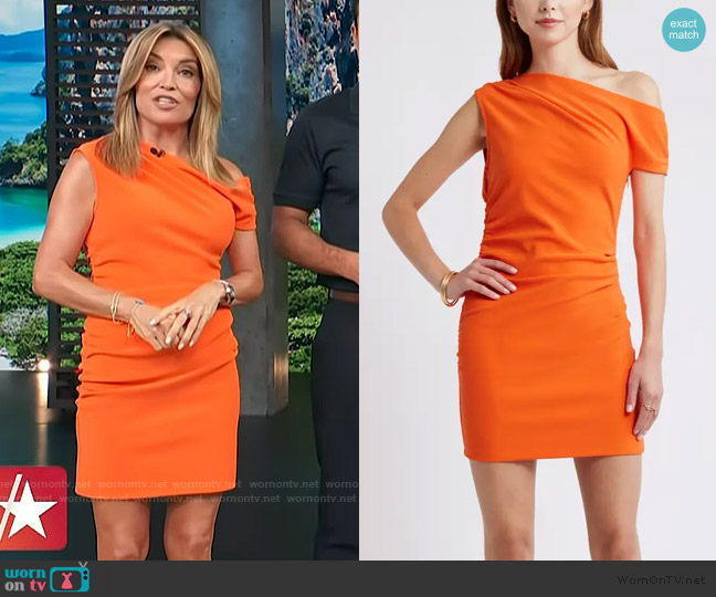 Open Edit Ruched One-Shoulder Body-Con Minidress worn by Kit Hoover on Access Hollywood