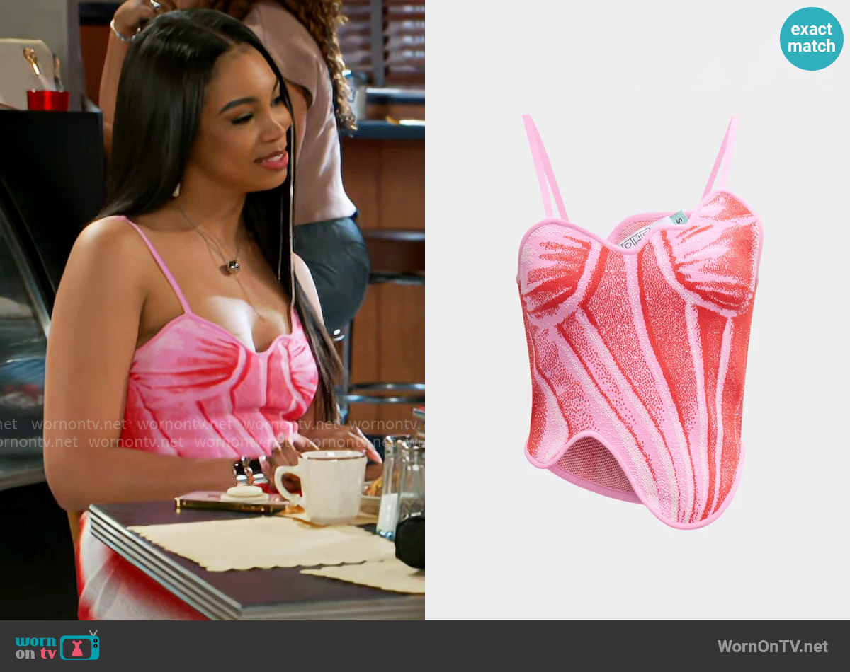 PH5 Camellia Denim-Print Tank Top worn by Chelsea Hamilton (RhonniRose Mantilla) on Beyond the Gates