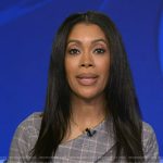 Shirleen’s grey plaid asymmetric dress on Good Morning America