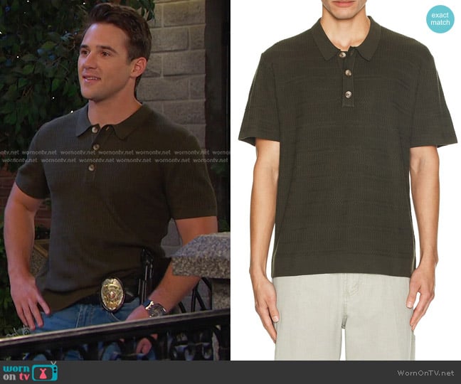 Rails Nathan Polo in Ancient Olive worn by JJ Deveraux (Casey Allen Moss) on Days of our Lives