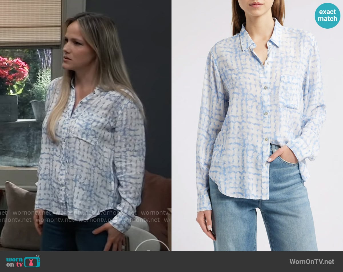 Rails Josephine Shirt in Diffused Plaid worn by Lulu Spencer (Alexa Havins Bruening) on General Hospital
