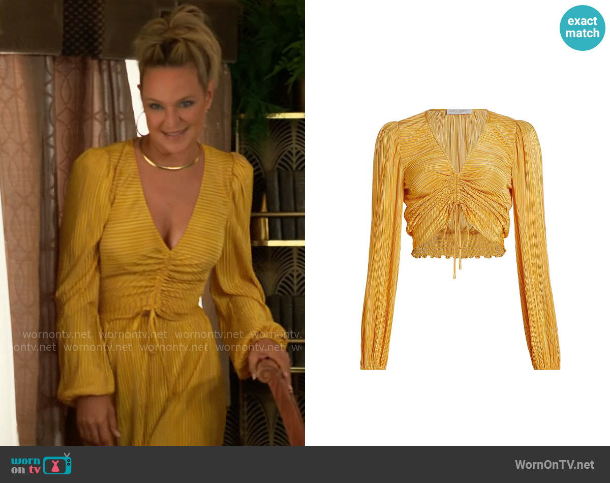Ramy Brook Yolande Pleated Crop Top worn by Sharon Newman (Sharon Case) on The Young and the Restless