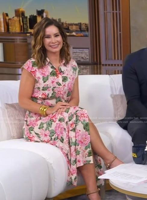 Rebecca’s floral print sleeveless dress on Good Morning America