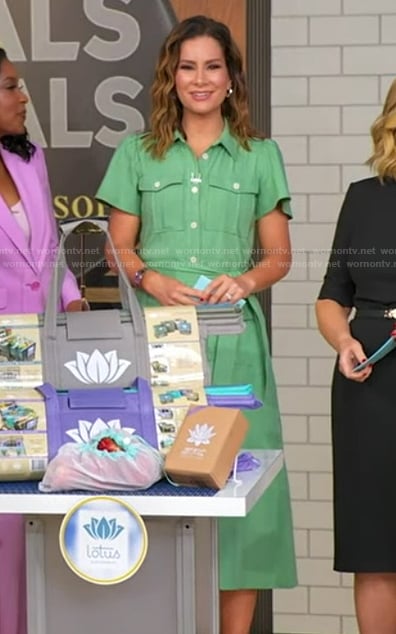 Rebecca’s green utility shirtdress on Good Morning America