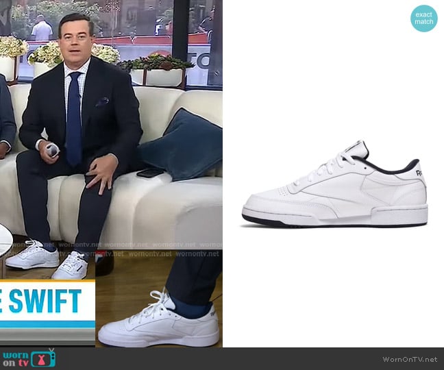 Reebok Club C 85 Lace-Up Mens Sneakers in Intense White/Navy worn by Carson Daly on Today