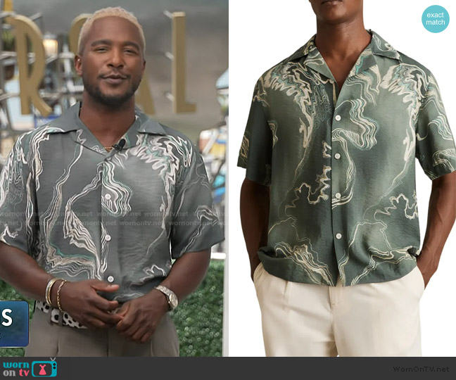 Reiss Marble Camp Shirt worn by Scott Evans on Access Hollywood