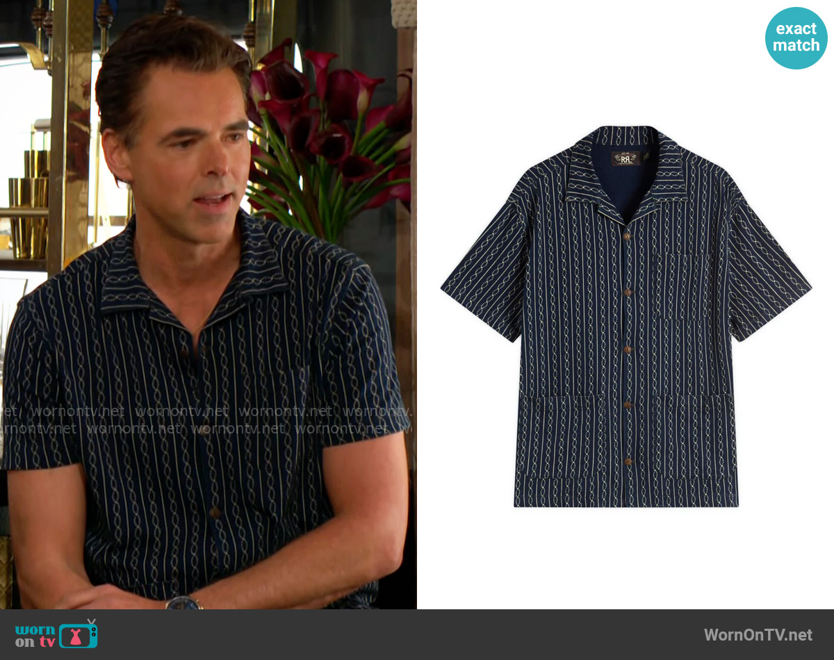 RRL Jervis Vacation Shirt worn by Billy Abbott (Jason Thompson) on The Young and the Restless