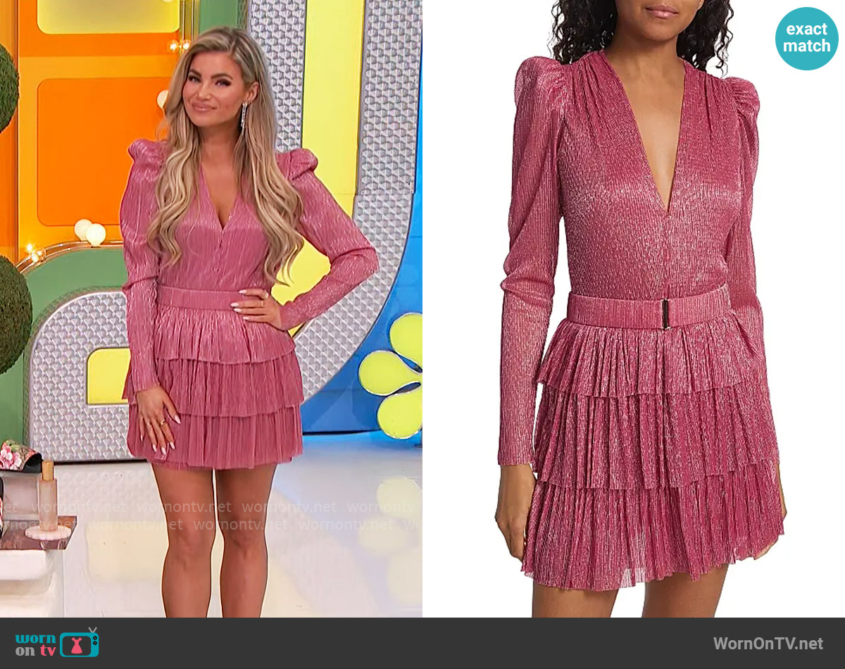 Sabina Musayev Carry Dress in Hot Pink worn by Amber Lancaster on The Price is Right