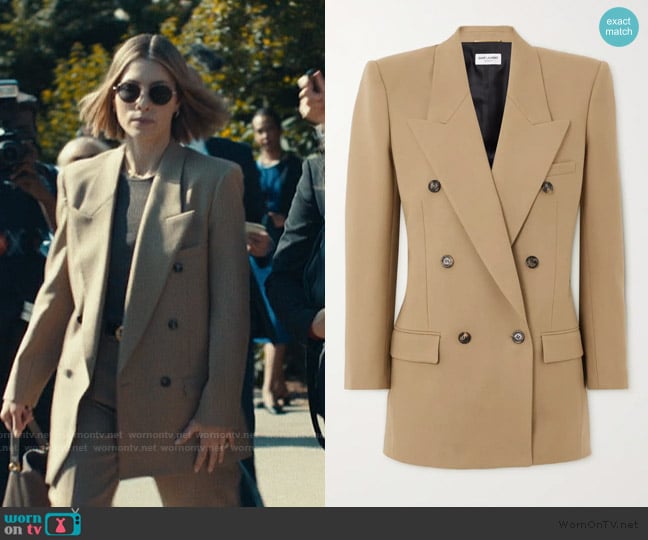 Saint Laurent Double-breasted wool-twill blazer worn by Chloe Taylor (Jessica Biel) on The Better Sister