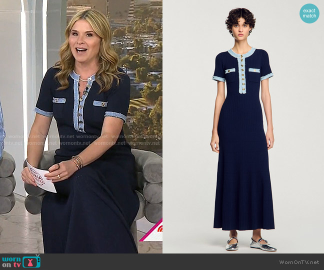 Sandro Knit and Denim Maxi Dress worn by Jenna Bush Hager on Today