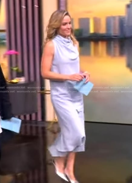 Sara’s blue cowl neck dress on The View