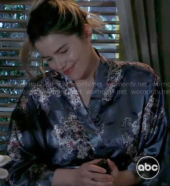 Sasha’s floral satin robe on General Hospital