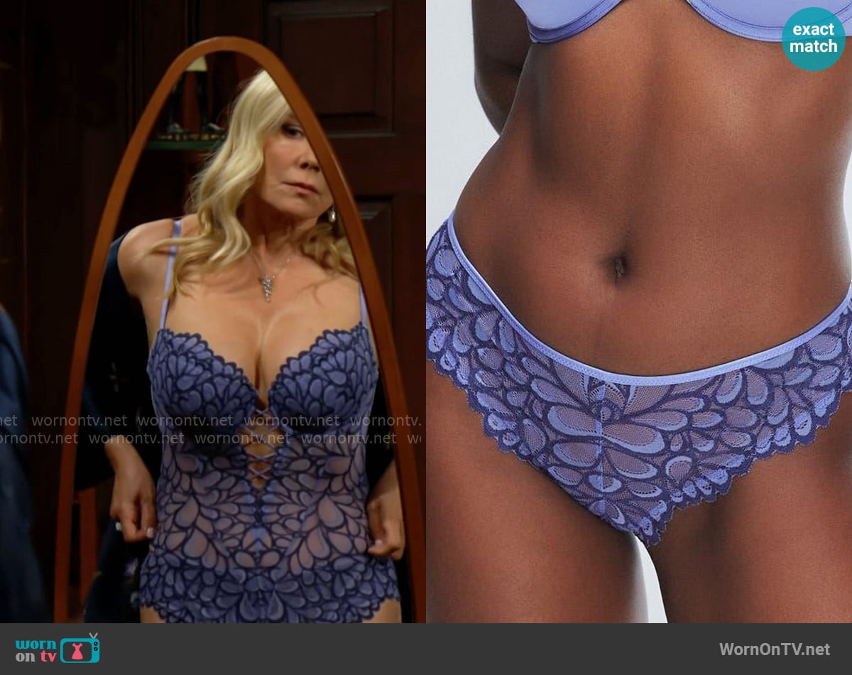 Savage x Fenty Savage Not Sorry Sheer Lace Cheeky Panty worn by Brooke Logan (Katherine Kelly Lang) on The Bold and the Beautiful