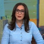 Savannah’s blue textured long sleeve polo on NBC News Daily