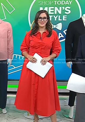 Savannah’s red midi shirtdress on Today