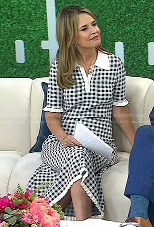 Savannah’s black and white gingham check midi dress on Today
