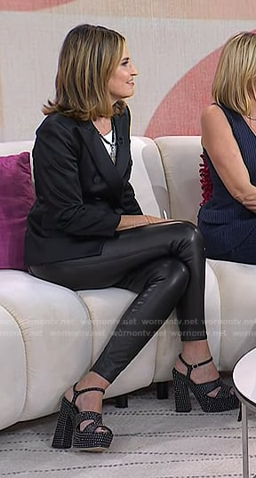 Savannah’s black studded platform sandals on Today
