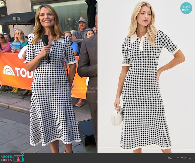 Sea Saige Gingham Knit Midi Dress worn by Savannah Guthrie on Today