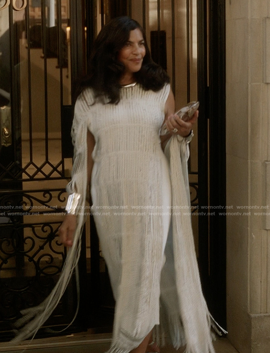 Seema’s white fringe dress on And Just Like That