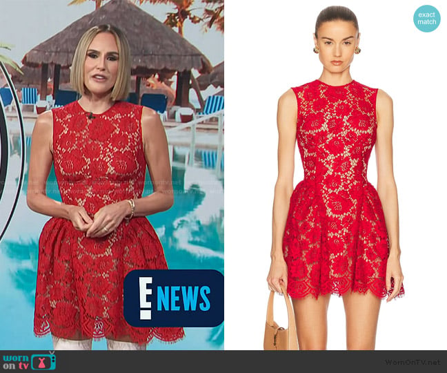 Self Portrait Fine Lace Pearl Mini Dress worn by Keltie Knight on E! News
