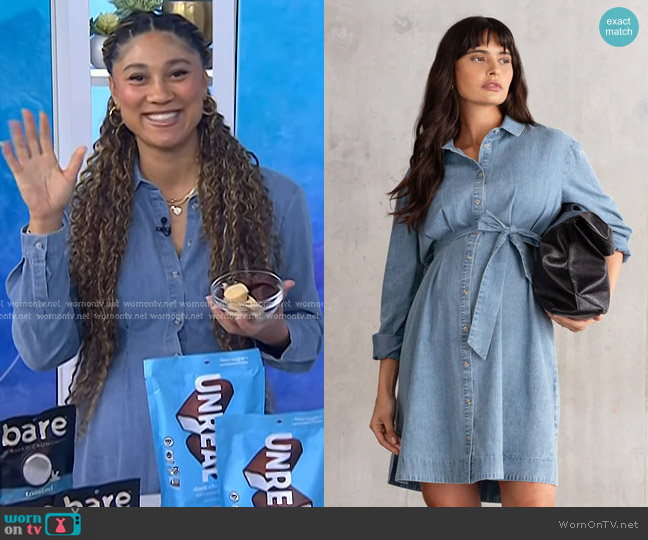 Annalise Chambray Tuck Detail Maternity Shirt Dress worn by Ally Love on Today