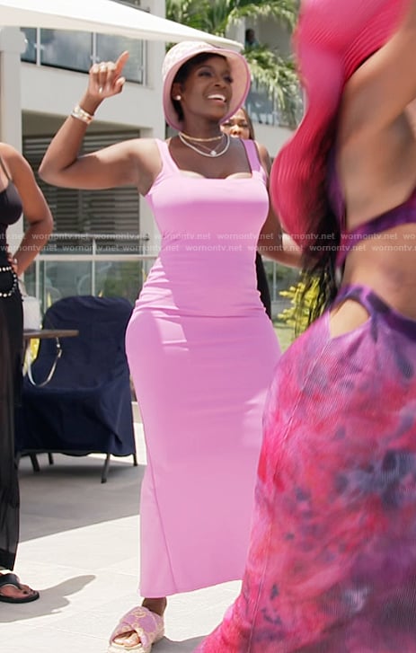 Shamea’s pink square neck dress on The Real Housewives of Atlanta
