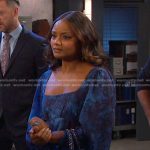 Chanel’s blue floral square-neck dress on Days of our Lives