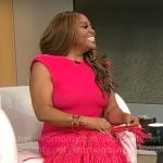 Sherri Shepherd’s pink fringed midi dress on CBS Mornings