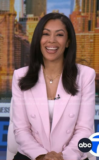 Shirleen’s pink double breasted blazer on Good Morning America