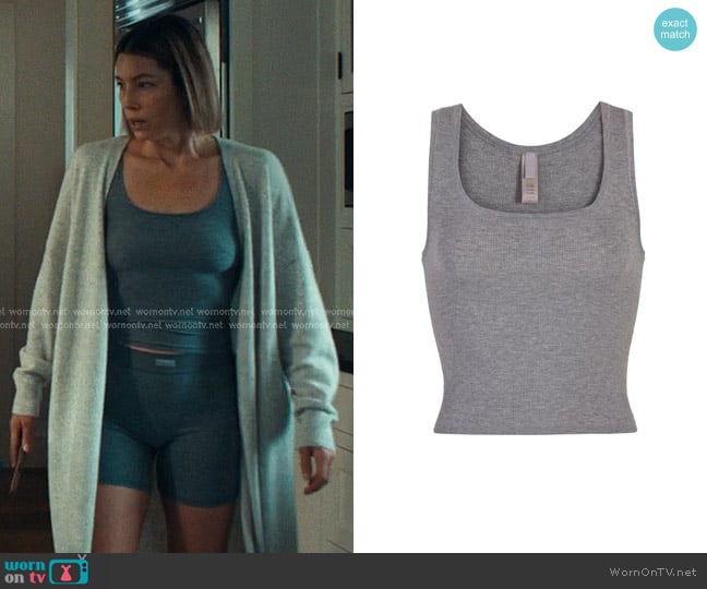Skims Soft Lounge Tank in heather grey worn by Chloe Taylor (Jessica Biel) on The Better Sister
