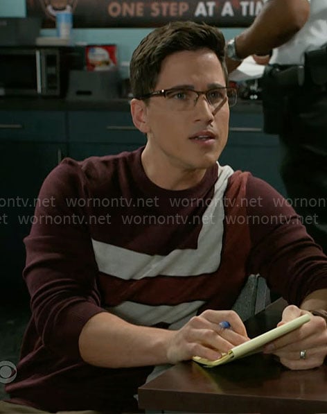Smitty’s burgundy colorblock sweater on Beyond the Gates