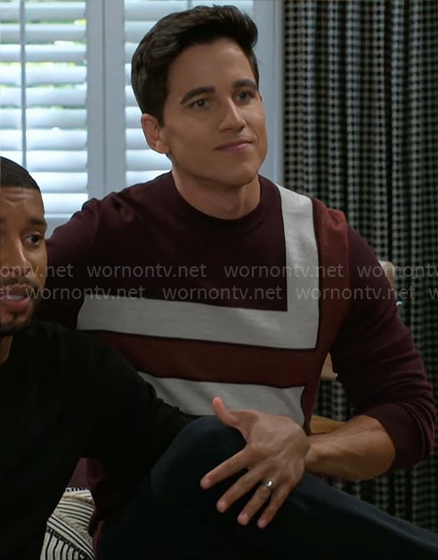 Smitty’s burgundy colorblock sweater on Beyond the Gates