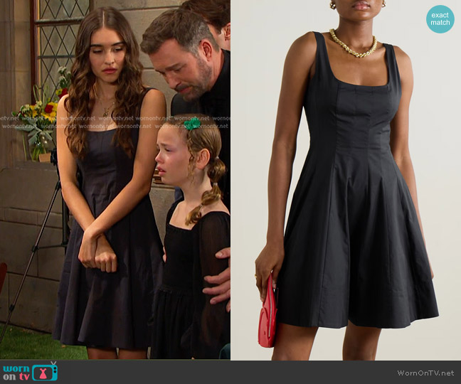 Staud Wells Mini Dress in black worn by Arianna Horton (Marissa Reyes) on Days of our Lives