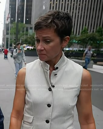 Stephanie’s white pinstripe vest on Today