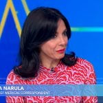 Dr. Tara Narula’s pink print ruched dress on Good Morning America