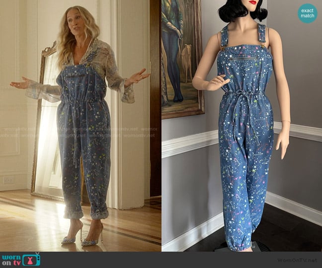 Vintage Paint Splatter Print Overalls worn by Carrie Bradshaw (Sarah Jessica Parker) on And Just Like That