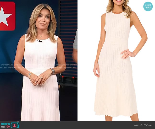 Ted Baker Pointelle Sleeveless Sweater Dress in Light Cream worn by Kit Hoover on Access Hollywood