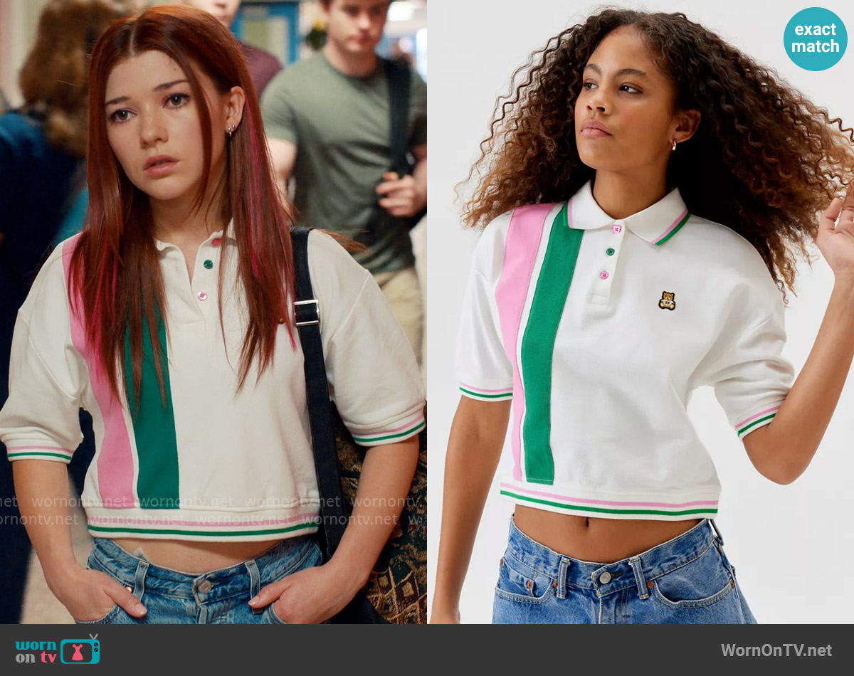 Teddy Fresh Striped Polo Tee worn by Abby Littman (Katie Douglas) on Ginny & Georgia