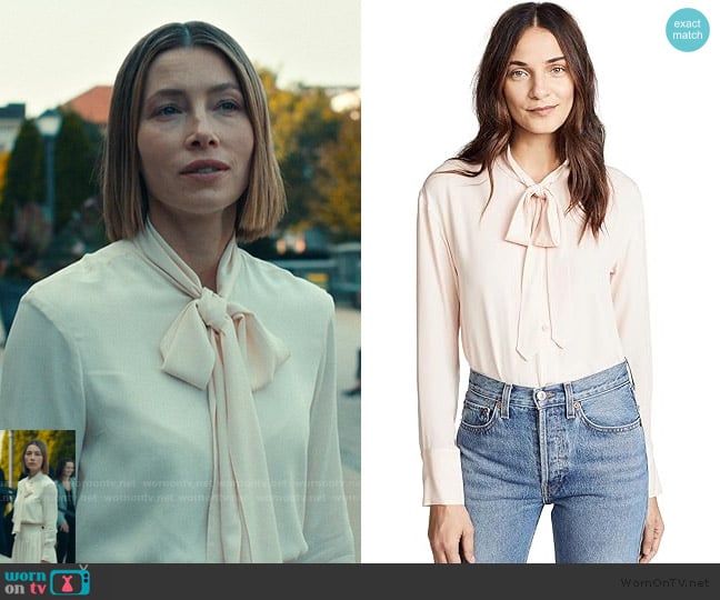Theory Long Sleeve Weekender TIE Neck Shirt worn by Chloe Taylor (Jessica Biel) on The Better Sister