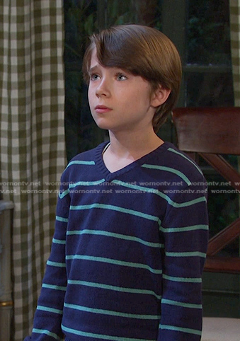 Thomas’s navy striped v-neck sweater on Days of our Lives