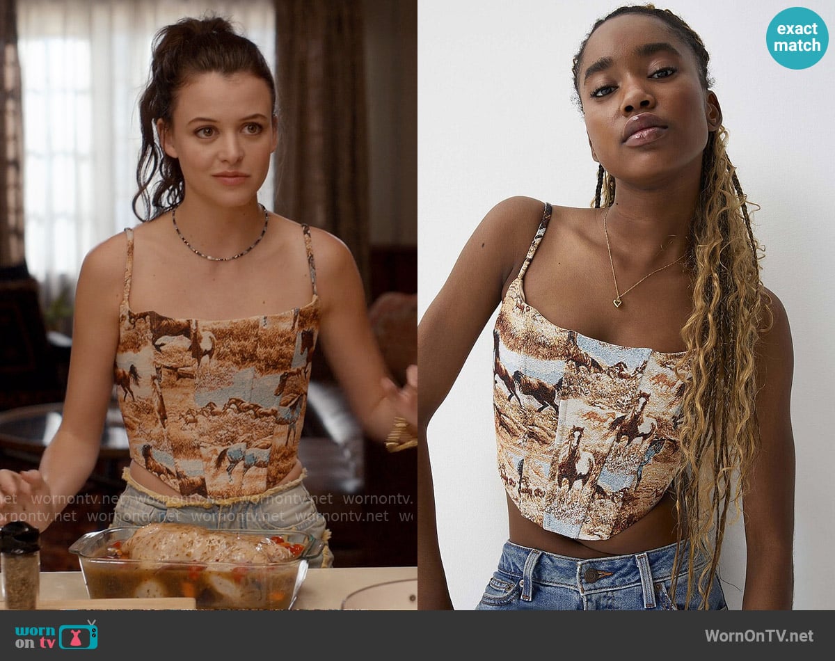Twik Horses Tapestry Bustier Top worn by Maxine Baker (Sara Waisglass) on Ginny & Georgia