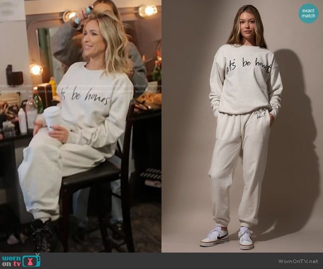 Uncommon James Let's Be Honest Sweatshirt in Gray worn by Kristin Cavallari on Honestly Cavallari The Headline Tour