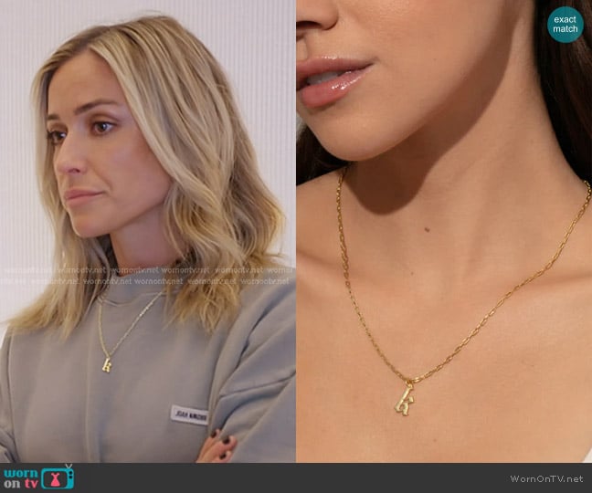 Uncommon James Gothic Initial Pendant Necklace in gold k worn by Kristin Cavallari on Honestly Cavallari The Headline Tour