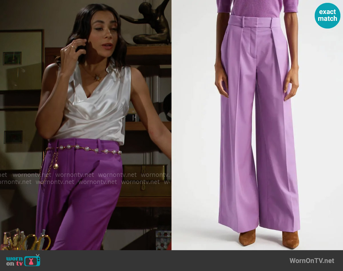 Veronica Beard Sonia Pants in Orchid Dusk worn by Daphne Rose (Murielle Hilaire) on The Bold and the Beautiful