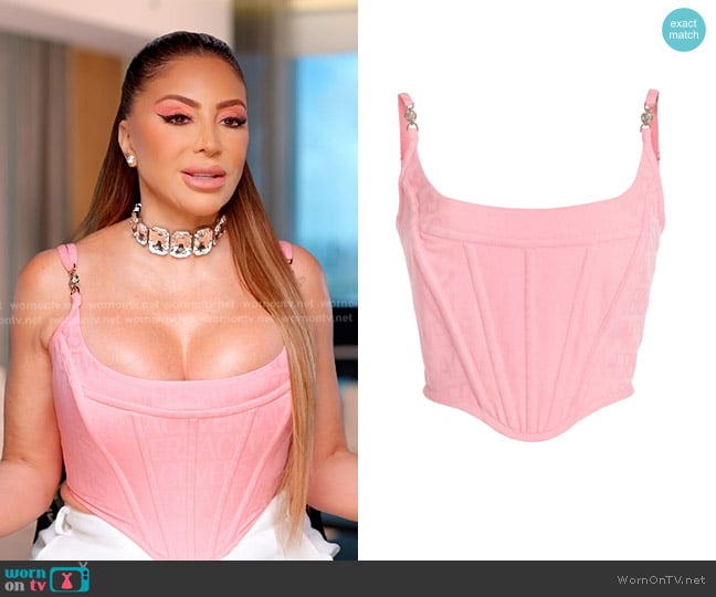 Versace Logo jacquard wool corset top worn by Larsa Pippen (Larsa Pippen) on The Real Housewives of Miami